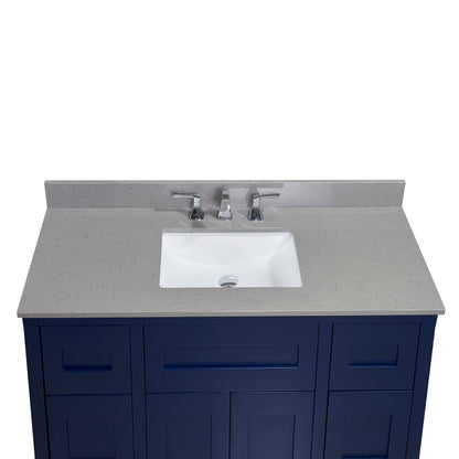 49"  Mountain Gray/Polished Engineered Marble Bathroom Vanity Top with White Sink