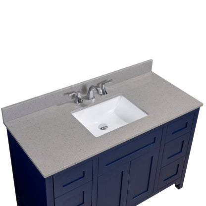 49"  Mountain Gray/Polished Engineered Marble Bathroom Vanity Top with White Sink