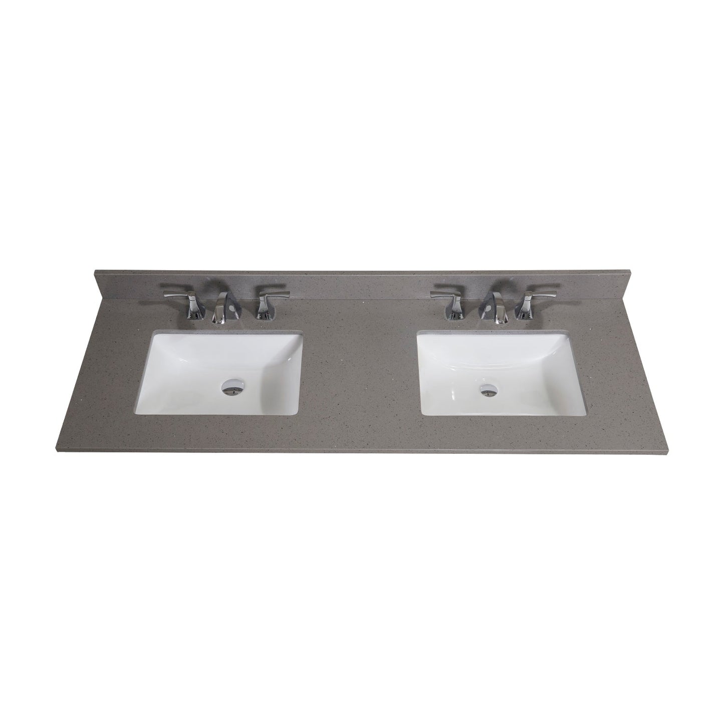 61"  Mountain Gray/Polished Engineered Marble Bathroom Vanity Top with White Sink