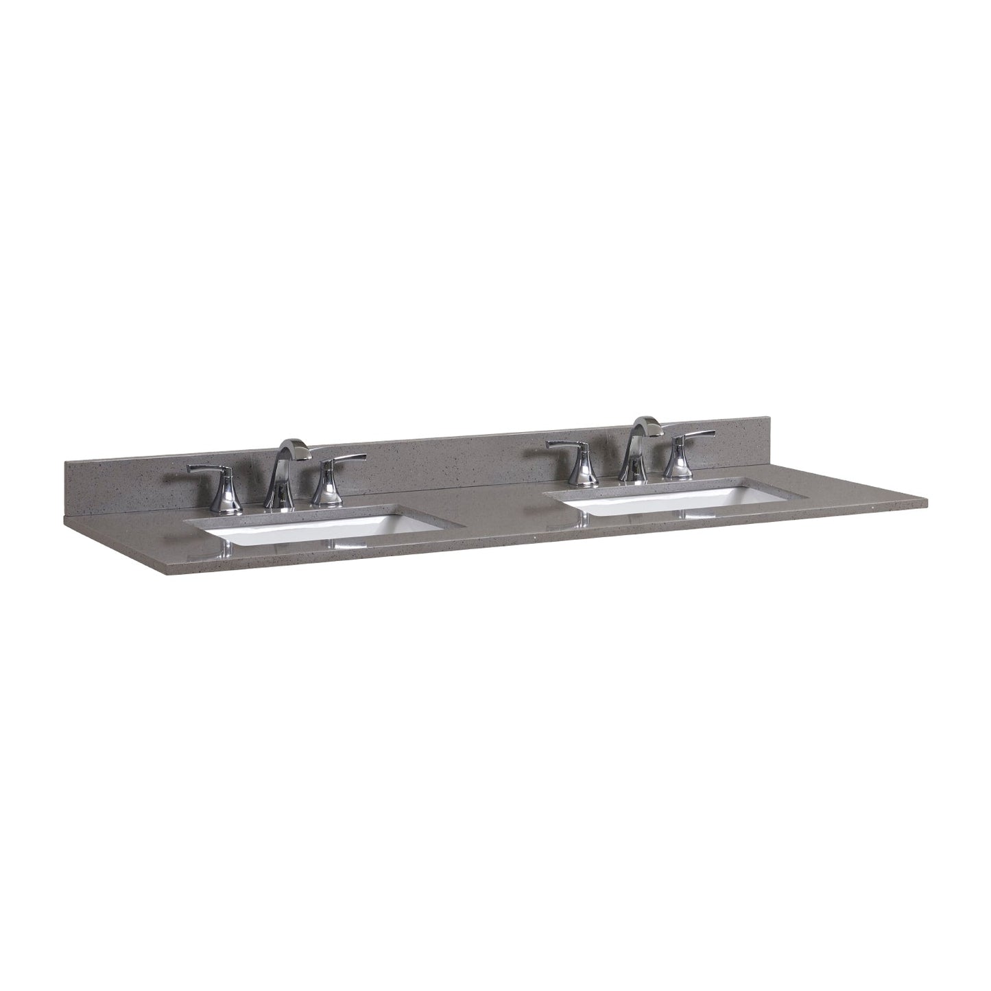 61"  Mountain Gray/Polished Engineered Marble Bathroom Vanity Top with White Sink