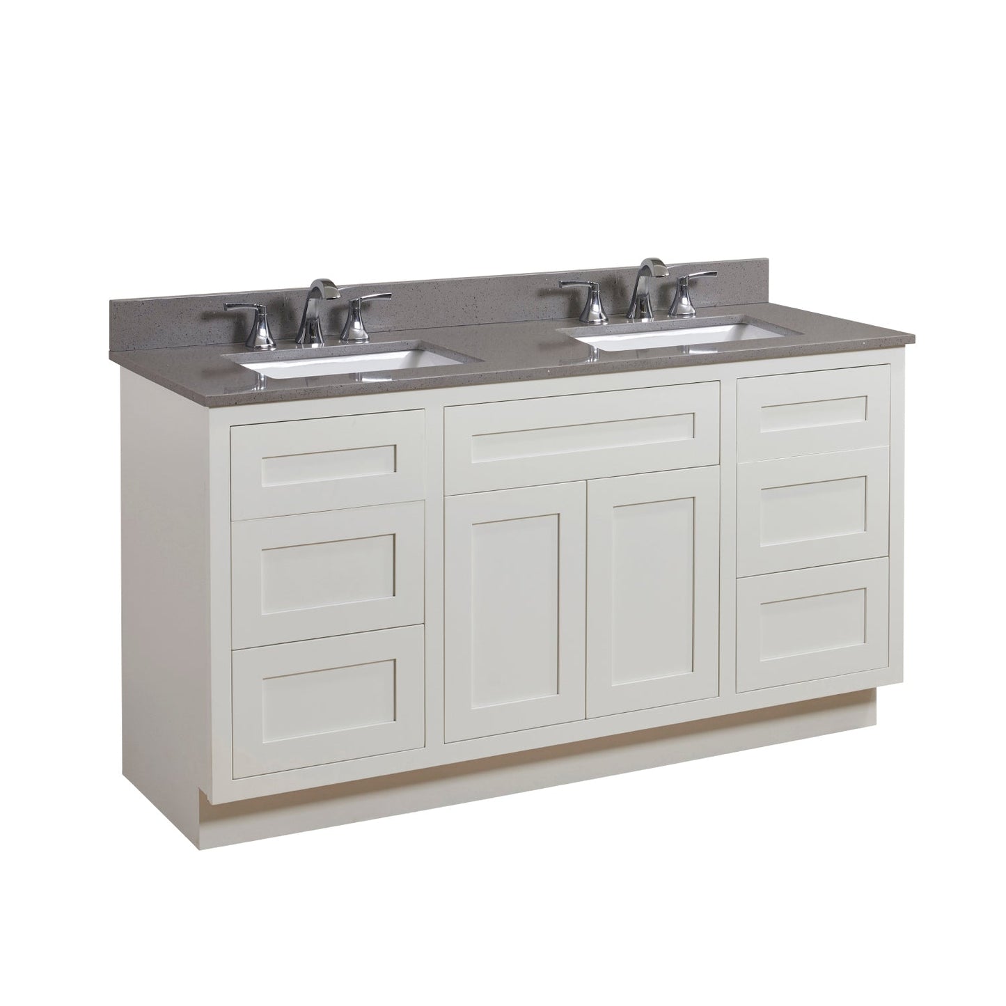 61"  Mountain Gray/Polished Engineered Marble Bathroom Vanity Top with White Sink