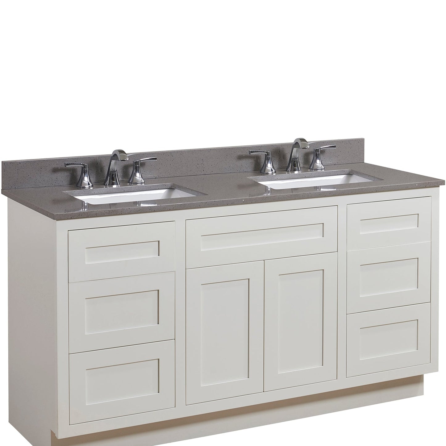 61"  Mountain Gray/Polished Engineered Marble Bathroom Vanity Top with White Sink