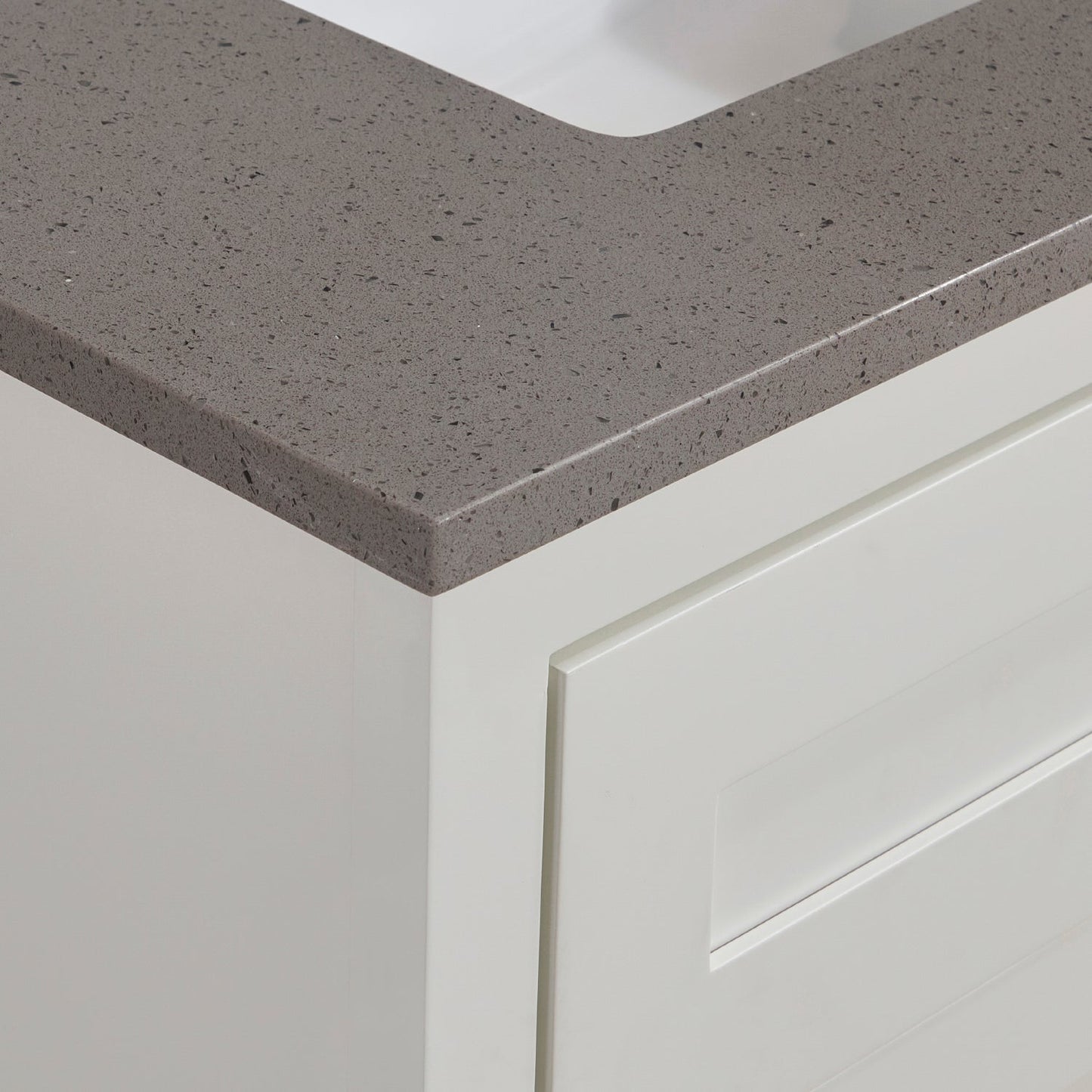 61"  Mountain Gray/Polished Engineered Marble Bathroom Vanity Top with White Sink