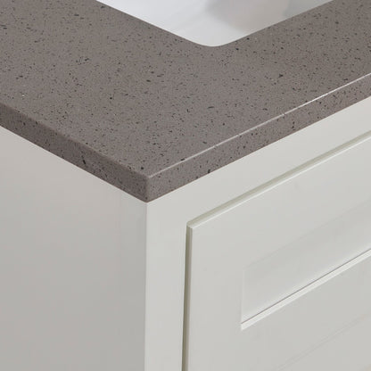 61"  Mountain Gray/Polished Engineered Marble Bathroom Vanity Top with White Sink