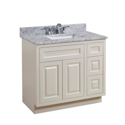 37"  Natural Marble Vanity Top with White Sink