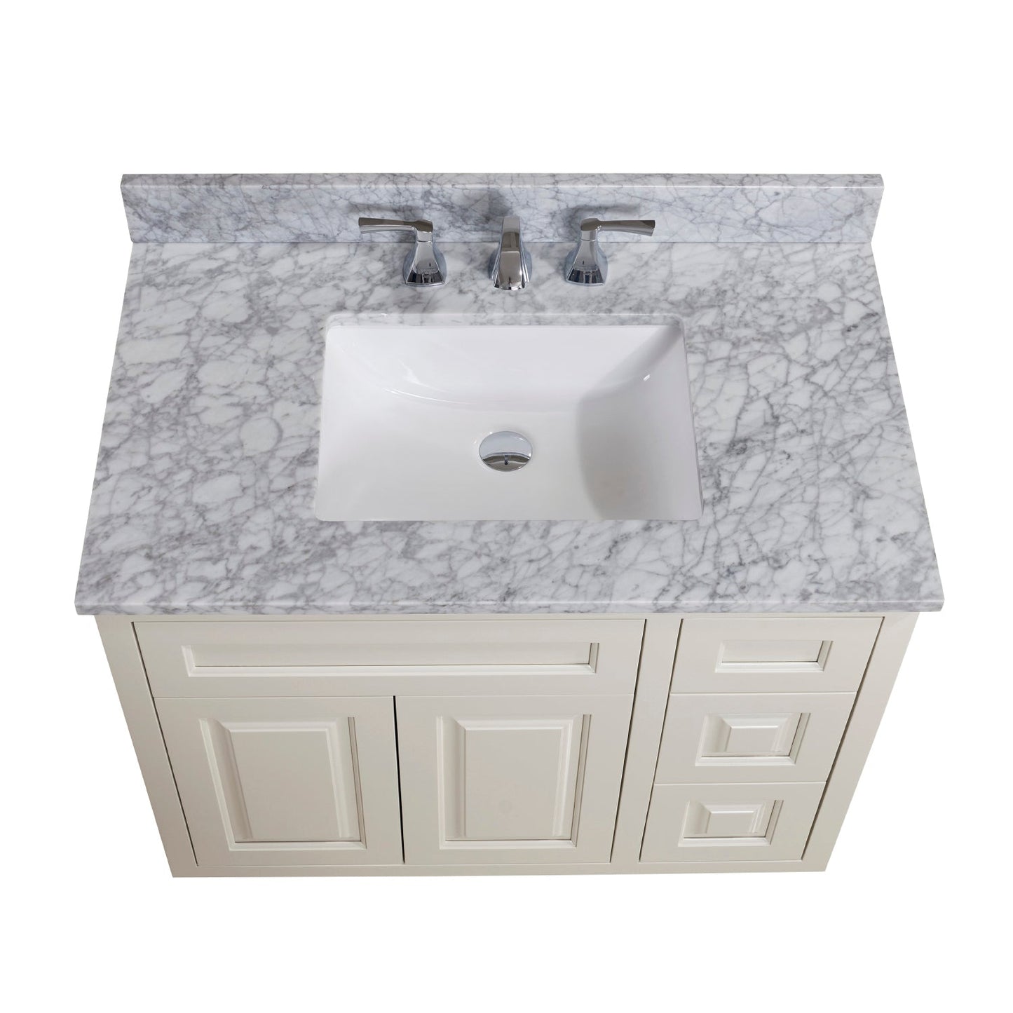 37"  Natural Marble Vanity Top with White Sink