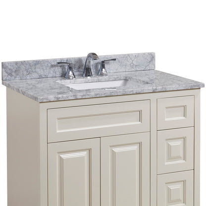 37"  Natural Marble Vanity Top with White Sink
