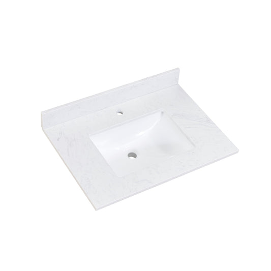 31"  Composite Stone Vanity Top in Aosta White with White Sink