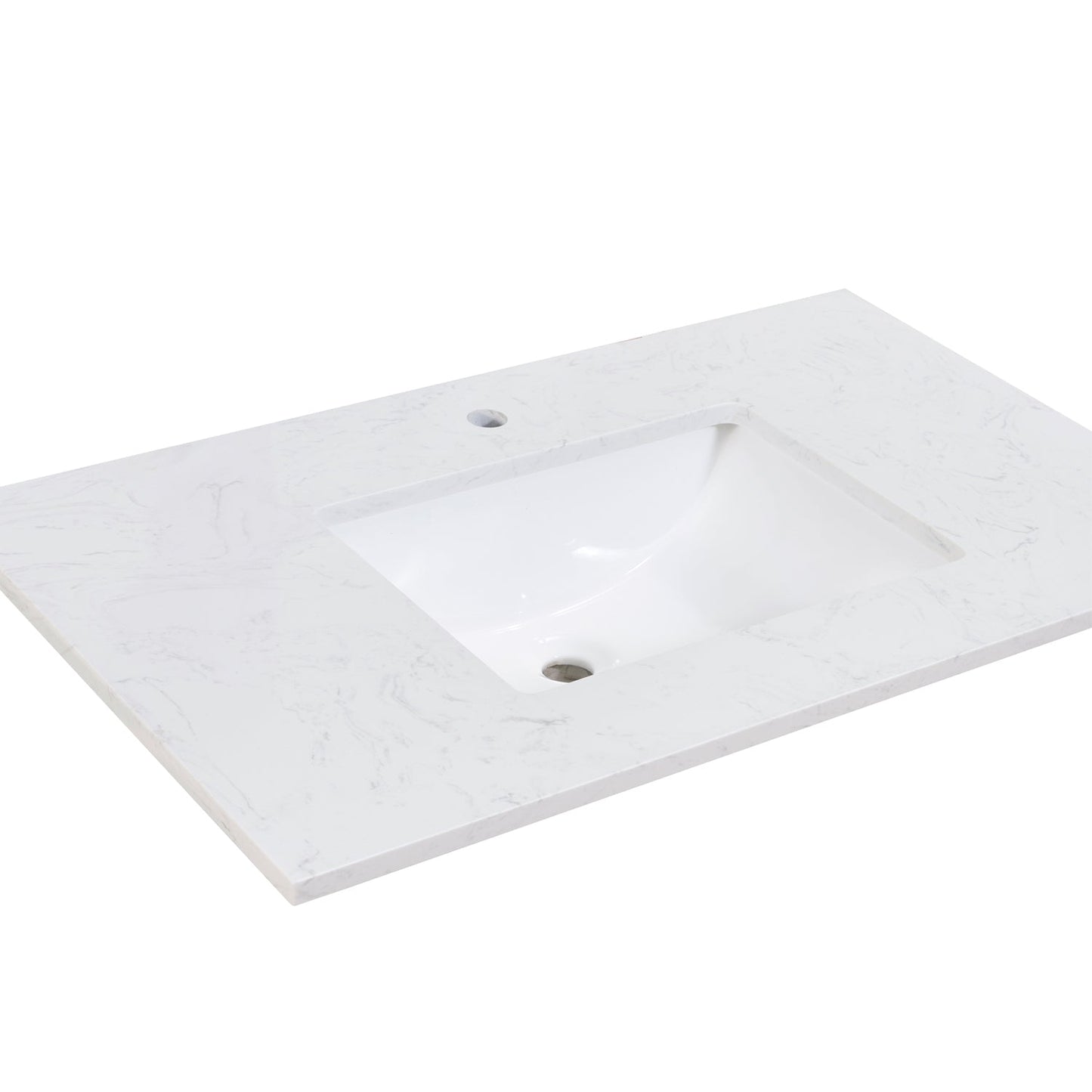 37"  Composite Stone Vanity Top in Aosta White with White Sink