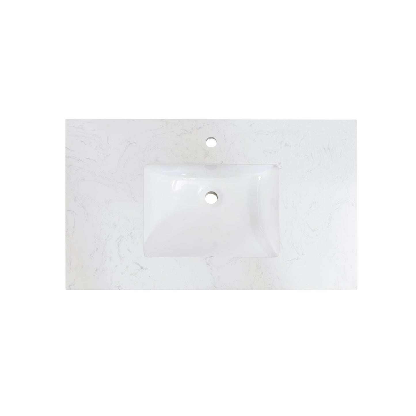 37"  Composite Stone Vanity Top in Aosta White with White Sink