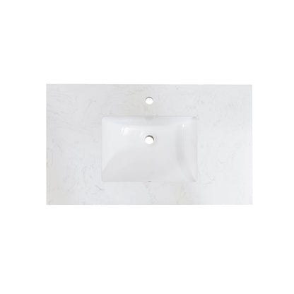 37"  Composite Stone Vanity Top in Aosta White with White Sink