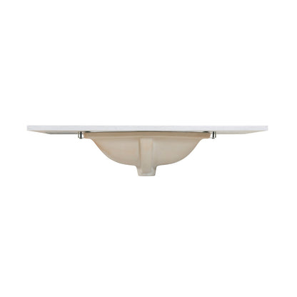 37"  Composite Stone Vanity Top in Aosta White with White Sink