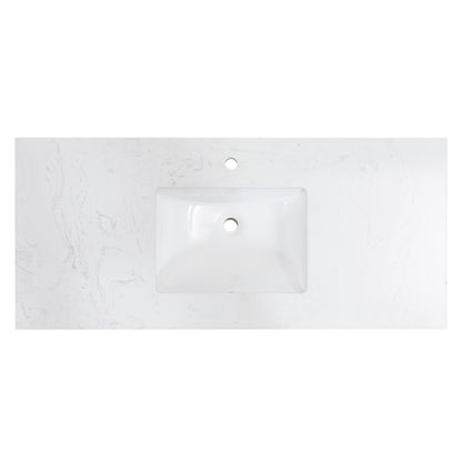 49"  Composite Stone Vanity Top in Aosta White with White Sink