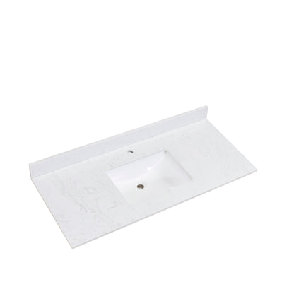 49"  Composite Stone Vanity Top in Aosta White with White Sink