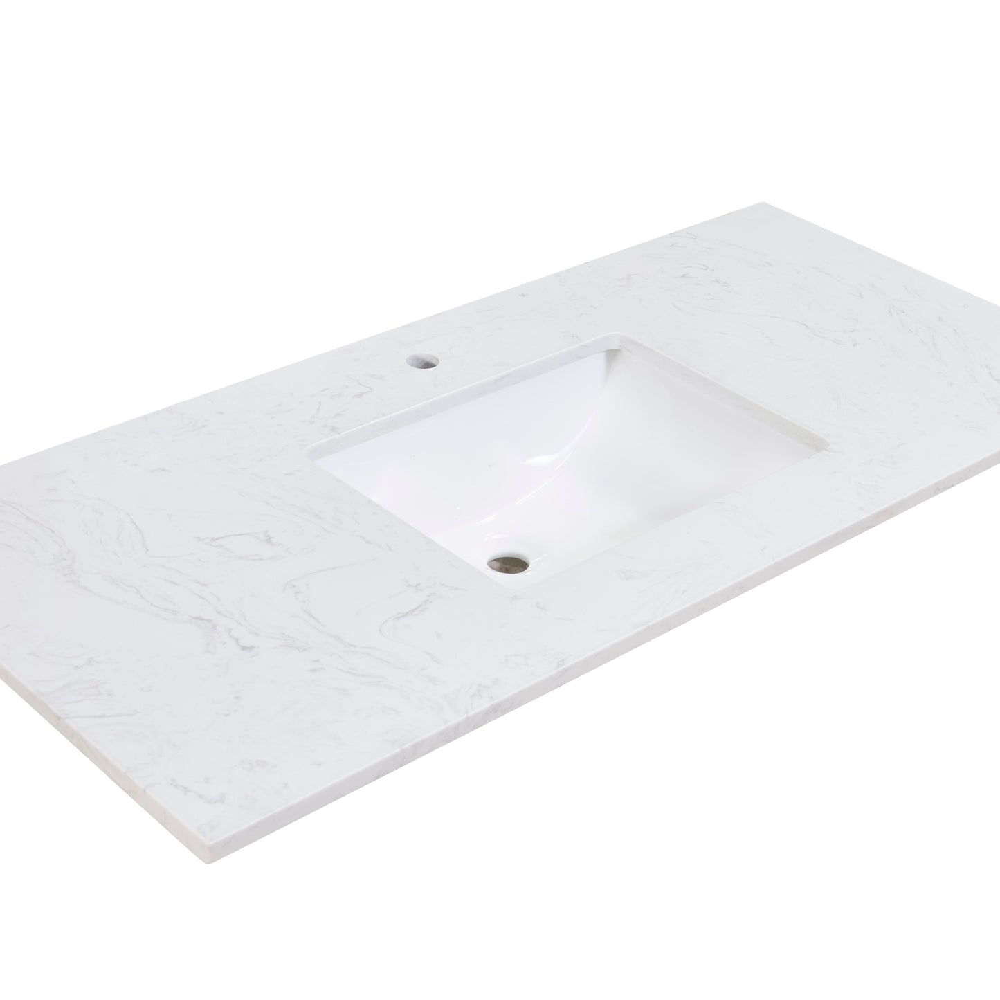 49"  Composite Stone Vanity Top in Aosta White with White Sink