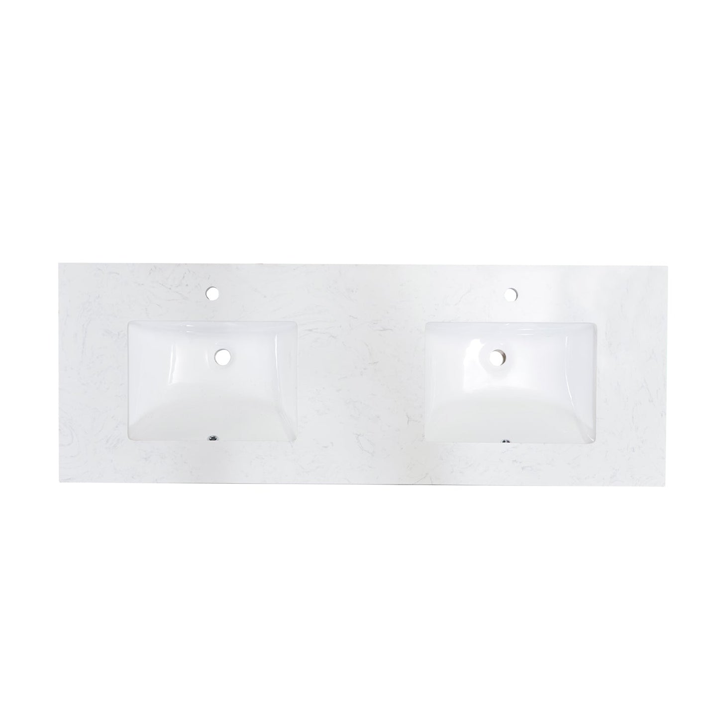 60"  Composite Stone Vanity Top in Aosta White with White Sink