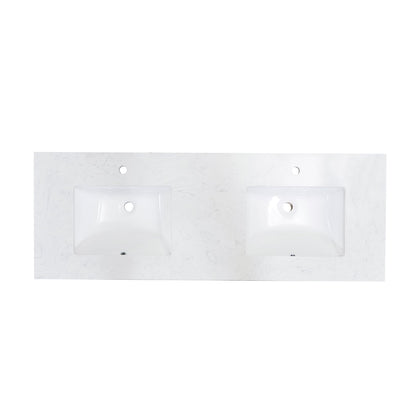 60"  Composite Stone Vanity Top in Aosta White with White Sink