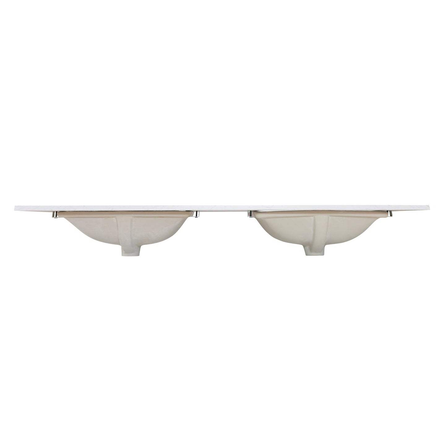 60"  Composite Stone Vanity Top in Aosta White with White Sink