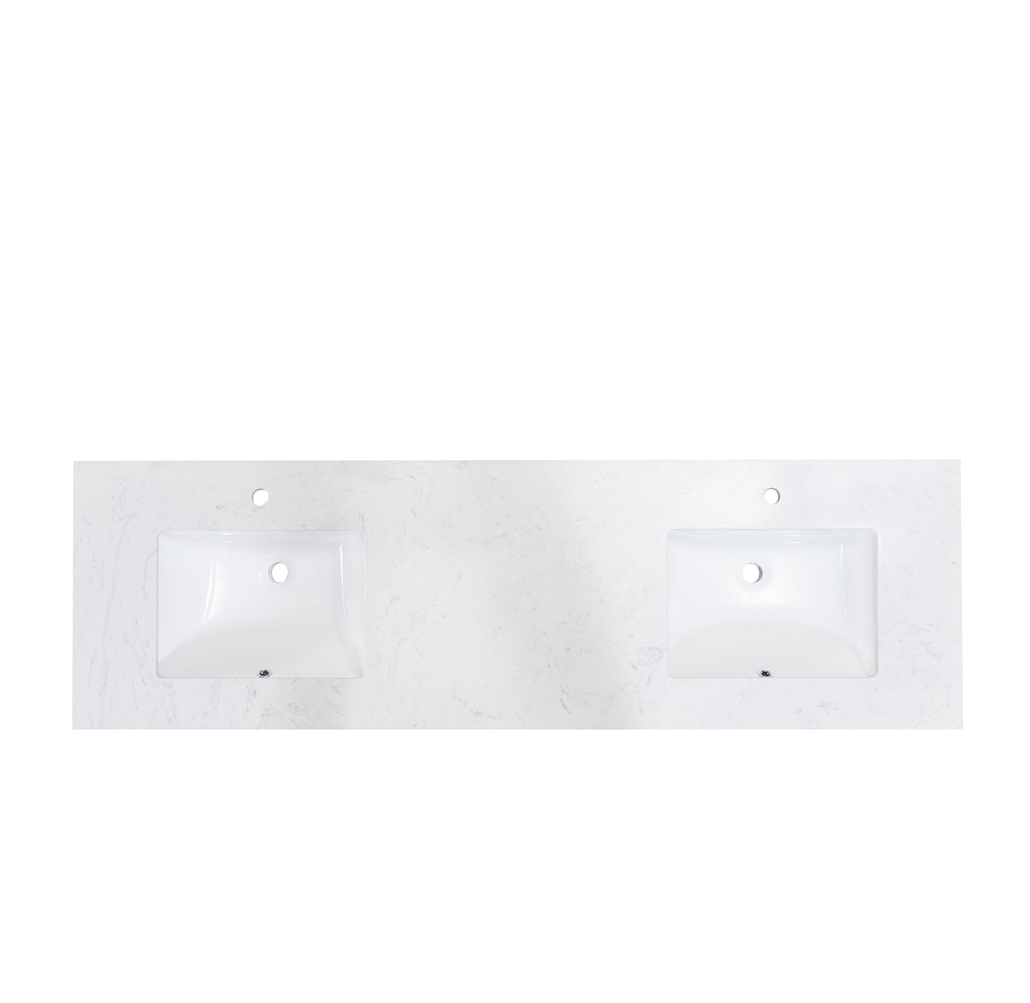 72"  Composite Stone Vanity Top in Aosta White with White Sink