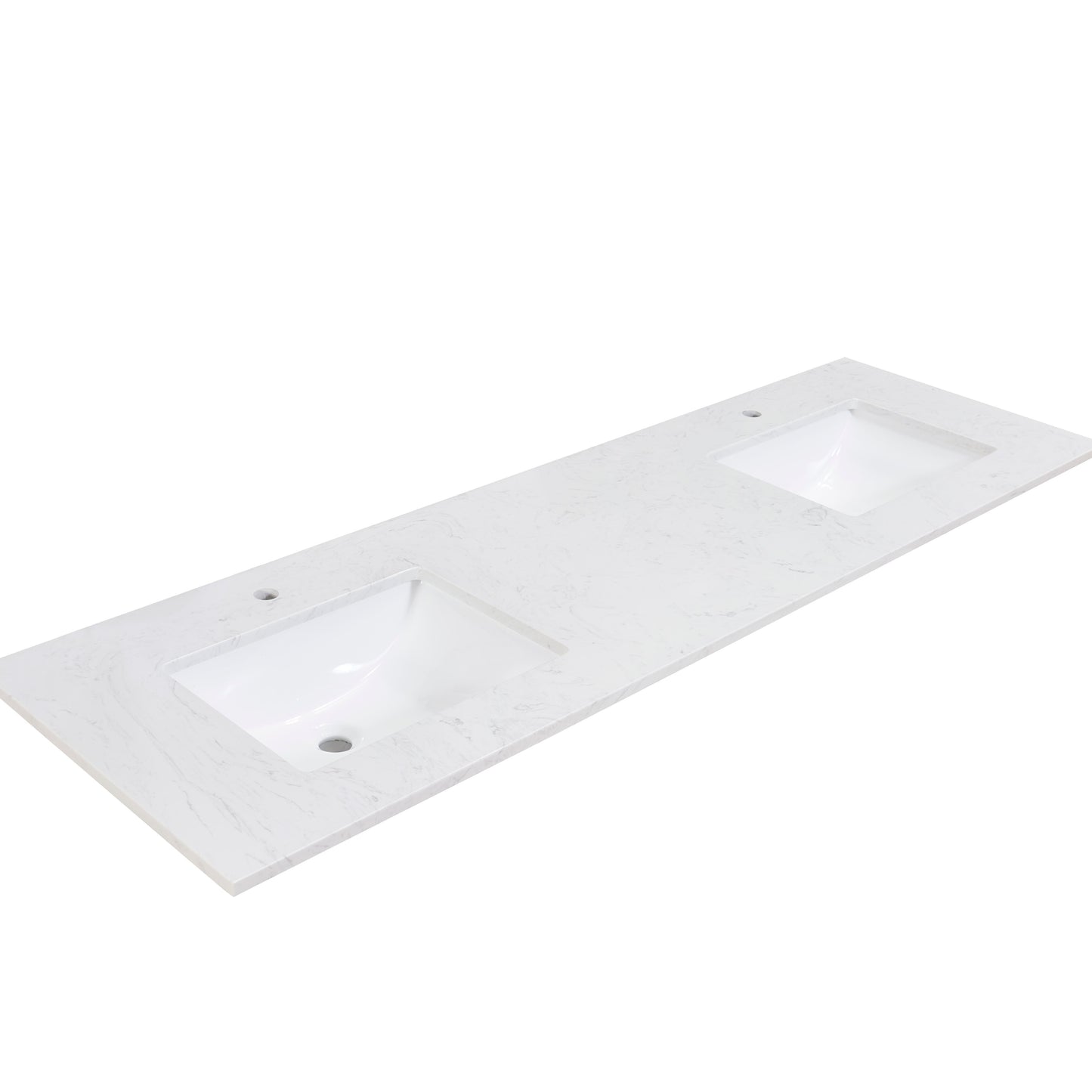 72"  Composite Stone Vanity Top in Aosta White with White Sink