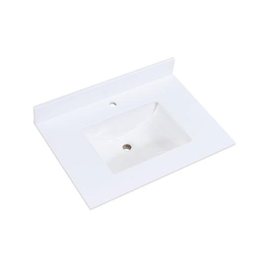 30"  Composite Stone Vanity Top in Snow White with White Sink