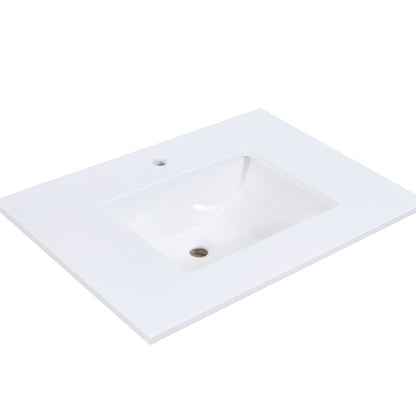 30"  Composite Stone Vanity Top in Snow White with White Sink