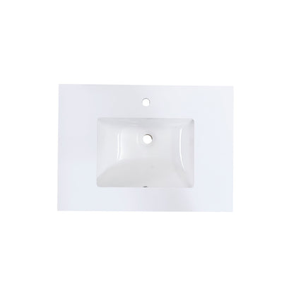 30"  Composite Stone Vanity Top in Snow White with White Sink