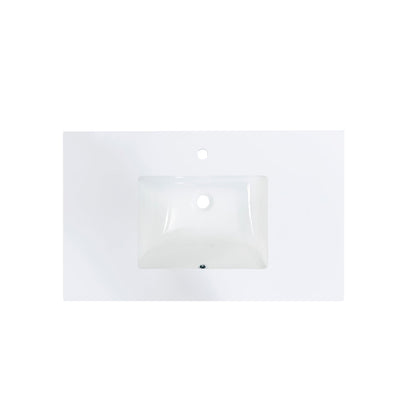 37"  Composite Stone Vanity Top in Snow White with White Sink