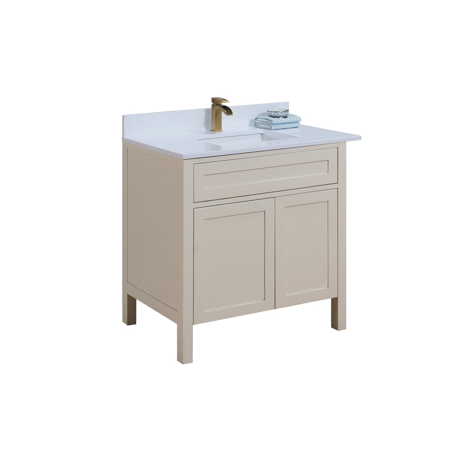 37"  Composite Stone Vanity Top in Snow White with White Sink