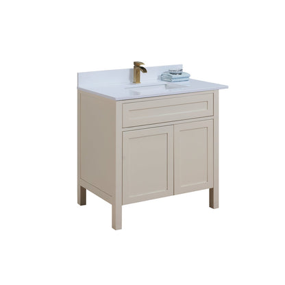 37"  Composite Stone Vanity Top in Snow White with White Sink