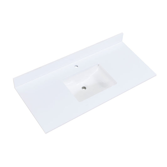 49"  Composite Stone Vanity Top in Snow White with White Sink