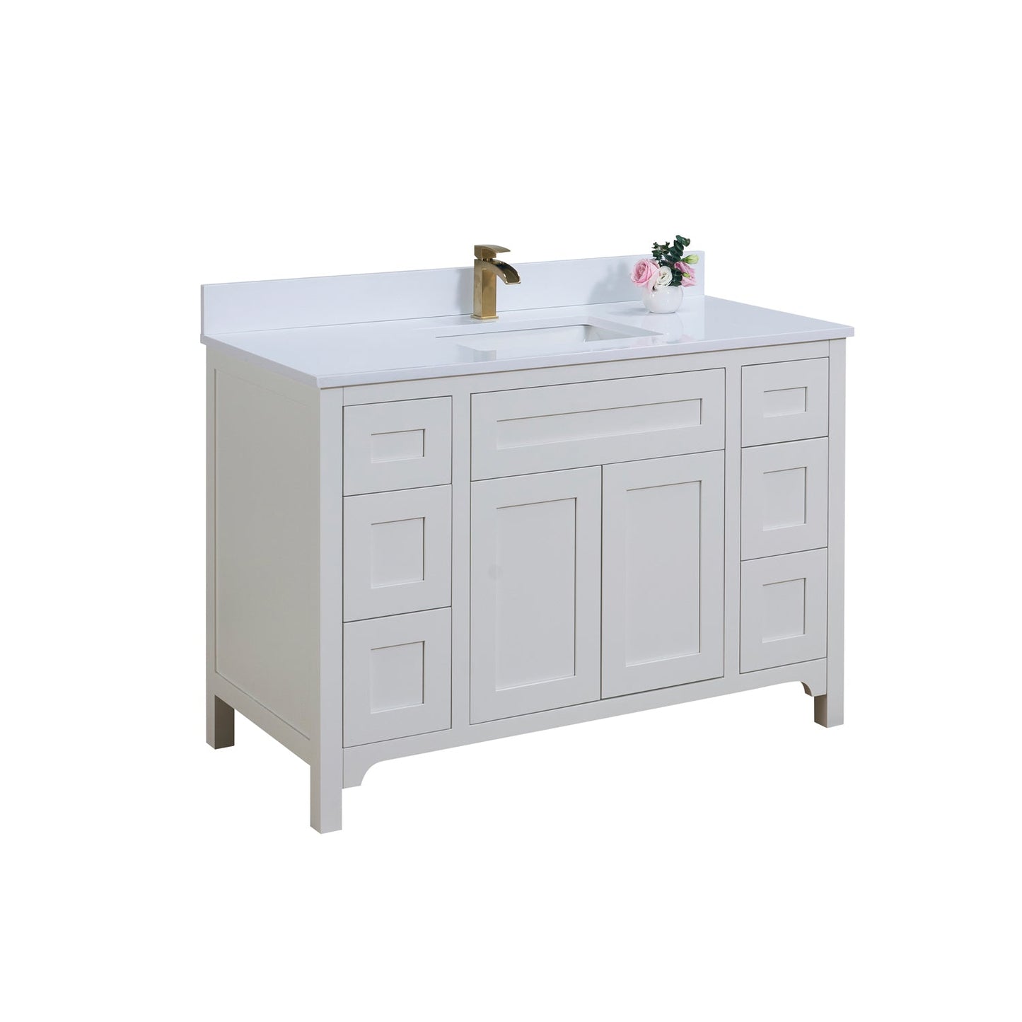 49"  Composite Stone Vanity Top in Snow White with White Sink