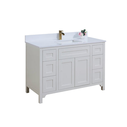 49"  Composite Stone Vanity Top in Snow White with White Sink