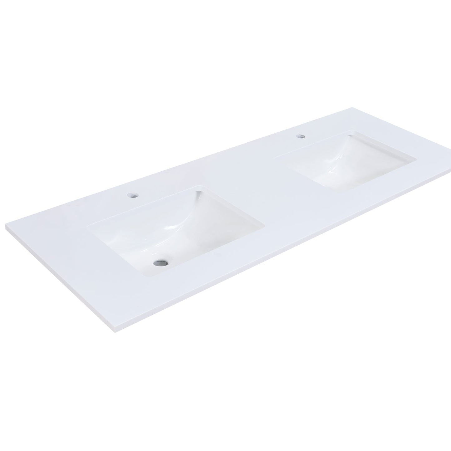 60"  Composite Stone Vanity Top in Snow White with White Sink