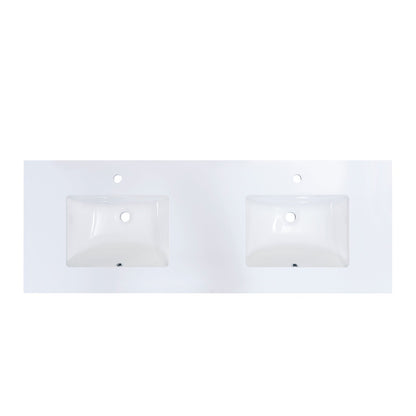 60"  Composite Stone Vanity Top in Snow White with White Sink