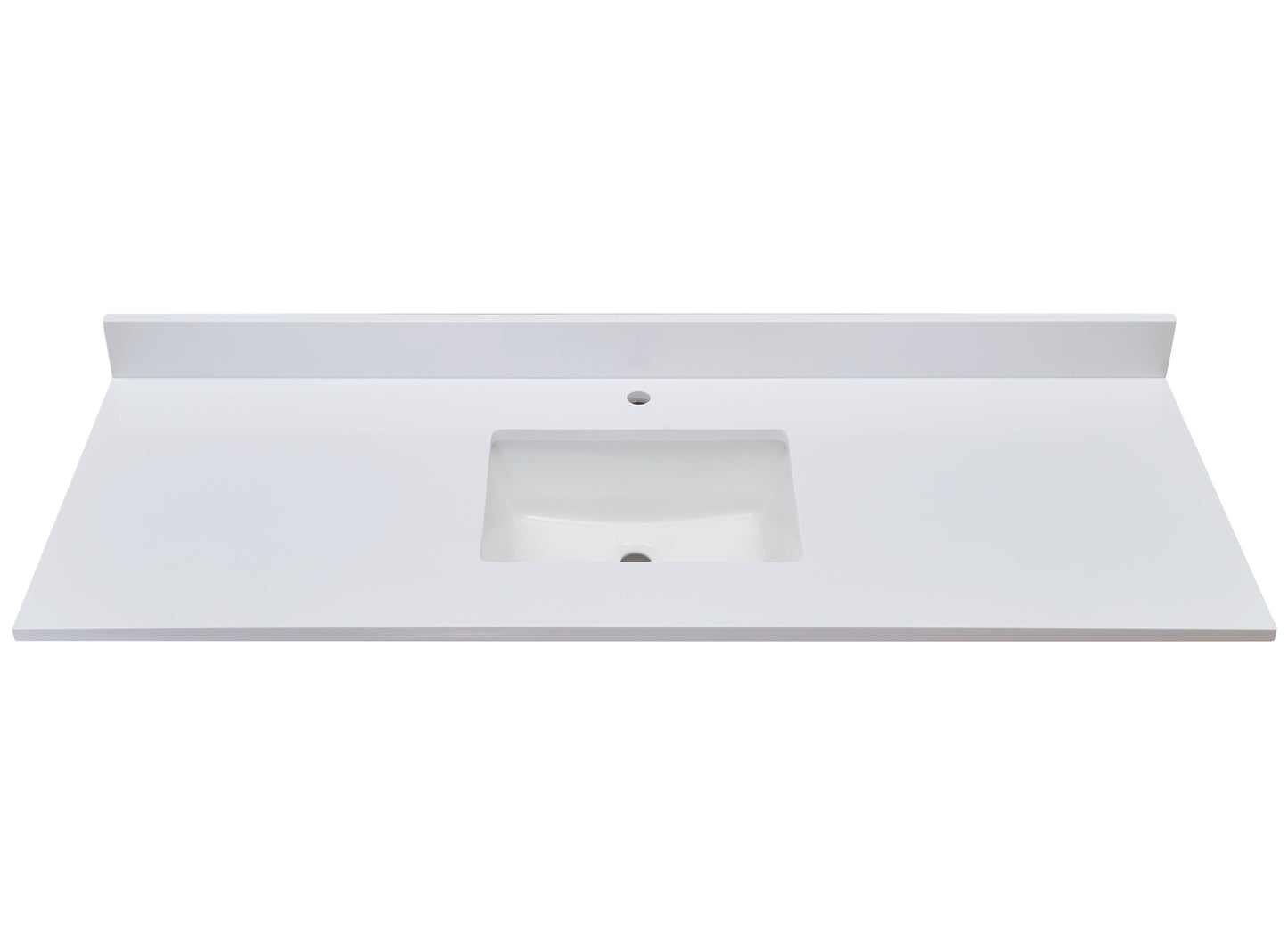 61"  Composite Stone Vanity Top in Milano White with White Sink