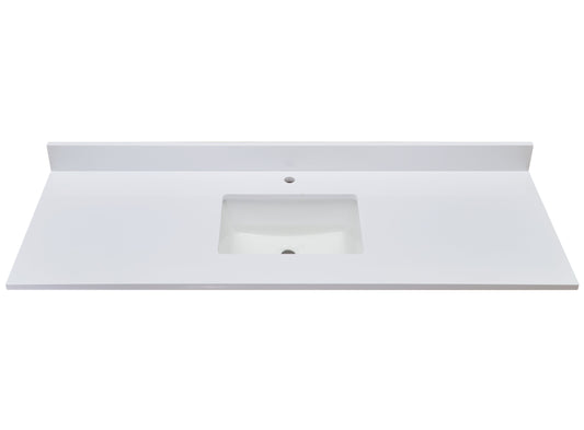 61"  Composite Stone Vanity Top in Milano White with White Sink