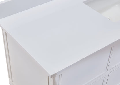 61"  Composite Stone Vanity Top in Milano White with White Sink