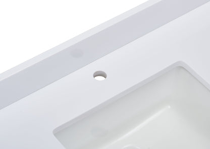 61"  Composite Stone Vanity Top in Milano White with White Sink