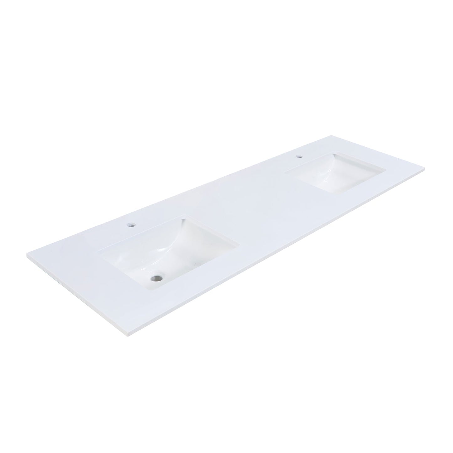 72"  Composite Stone Vanity Top in Snow White with White Sink