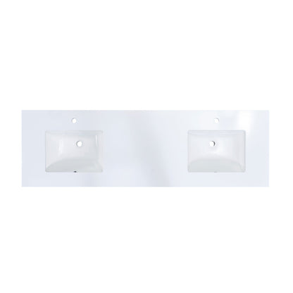 72"  Composite Stone Vanity Top in Snow White with White Sink