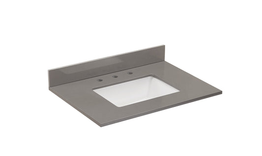 31"  Composite Stone Vanity Top In Concrete Grey with White  Sink