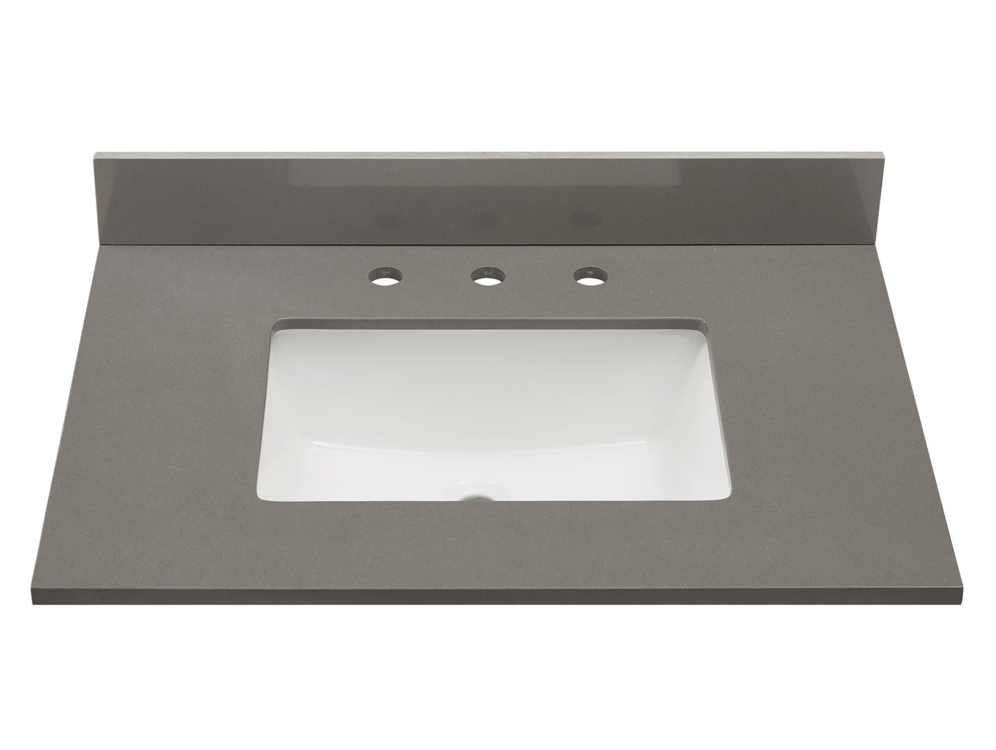 31"  Composite Stone Vanity Top In Concrete Grey with White  Sink