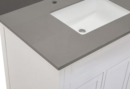 37"  Composite Stone Vanity Top in Concrete Grey with White  Sink