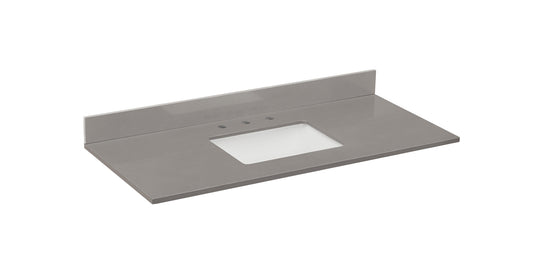 49"  Composite Stone Vanity Top in Concerete Grey with White Sink