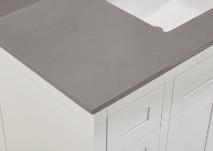 49"  Composite Stone Vanity Top in Concerete Grey with White Sink