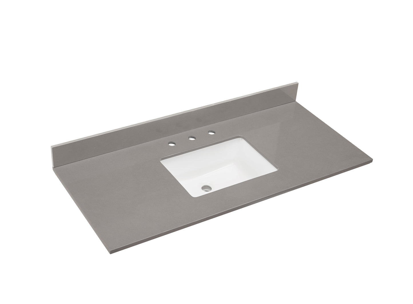 49"  Composite Stone Vanity Top in Concerete Grey with White Sink