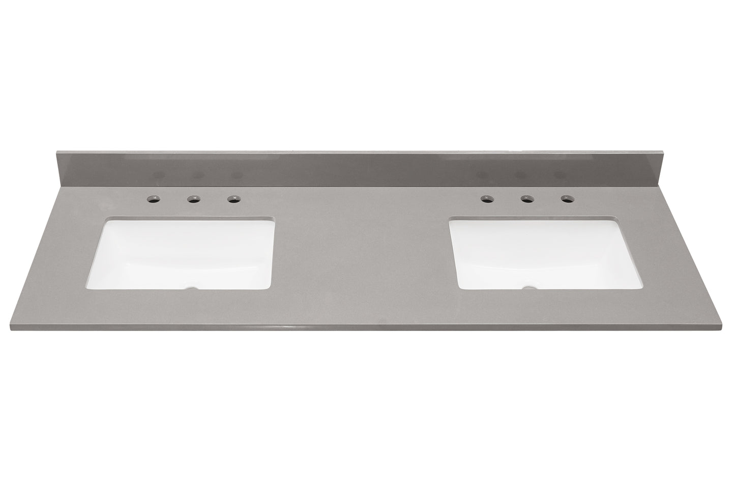 61"  Composite Stone Vanity Top in Concrete Grey with White Sink