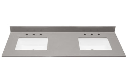 61"  Composite Stone Vanity Top in Concrete Grey with White Sink