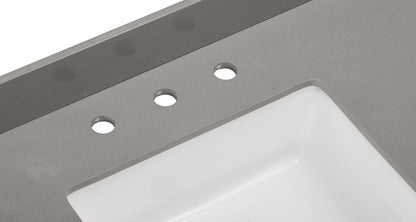 61"  Composite Stone Vanity Top in Concrete Grey with White Sink